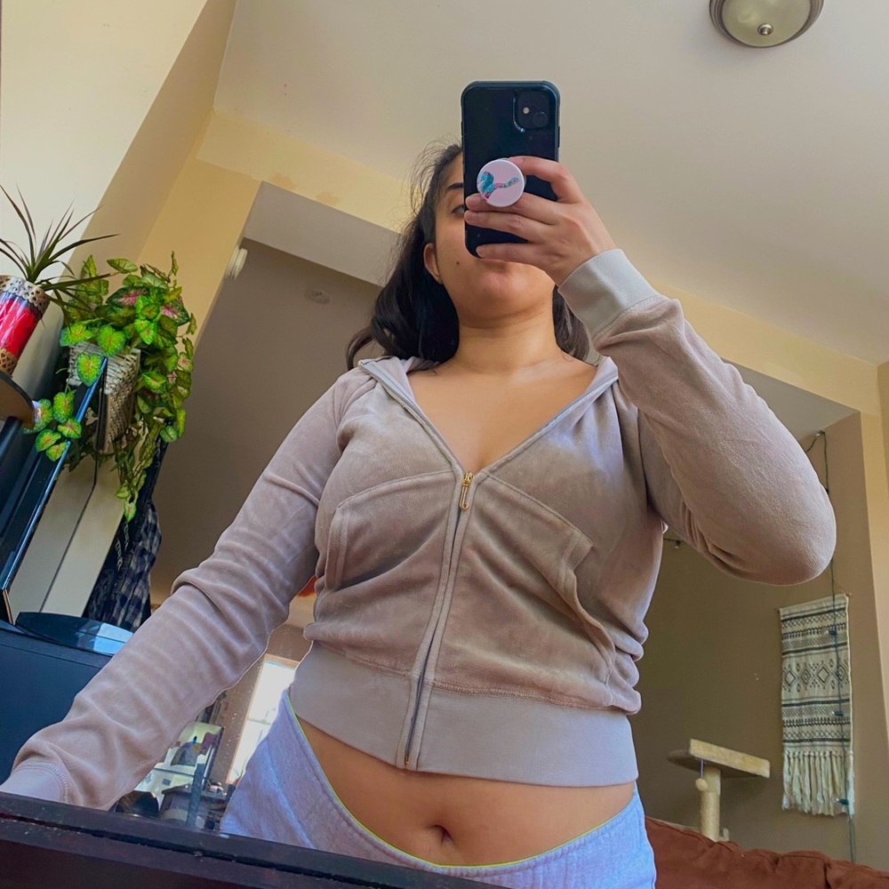 Tan Velour Juicy Couture Zip Up